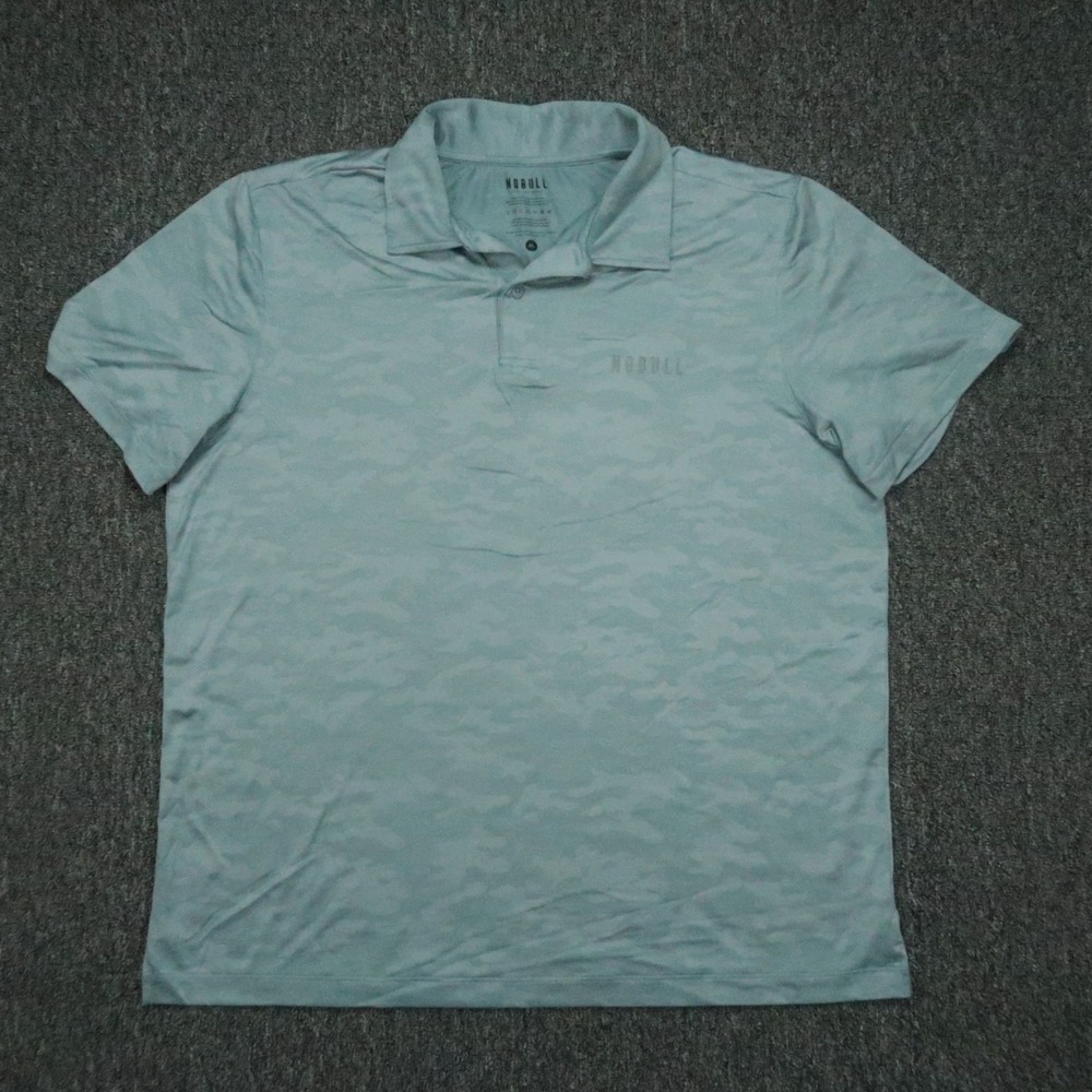Nobull Shirt Mens Extra Large Blue Camo Short Sleeve‎ Performance Polo XL